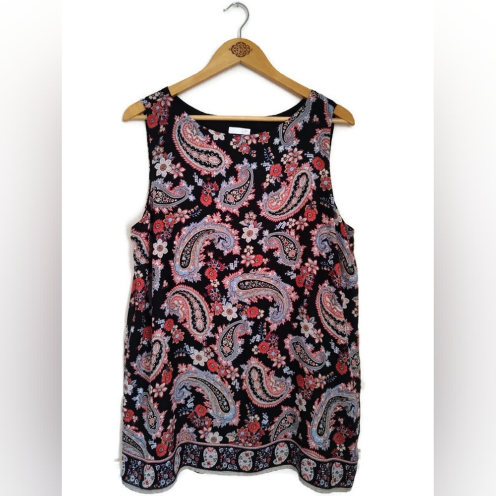 J.Jill  Sleeveless Paisley Print Tunic Top Lined Size XL